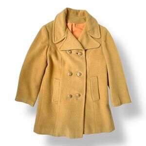 Vintage J.J. O'Donnell Camel Hair Coat Retro Double Breasted Button Front Lined